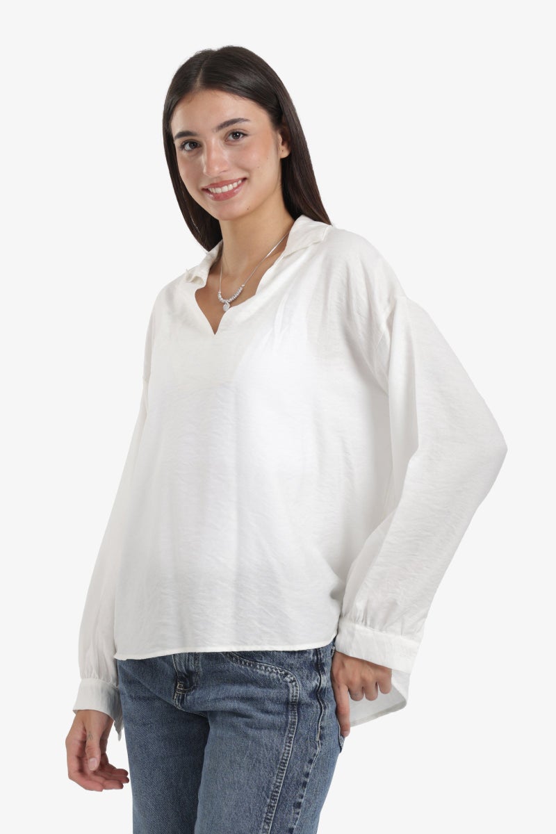 Clue V-Neck Tencel Blouse - Image 2
